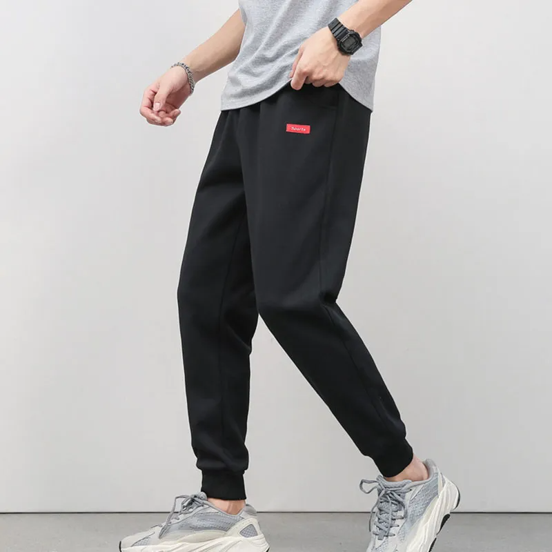 Men Spring Autumn Fashion Casual Cotton Solid Color Plus Size Joggers Pants