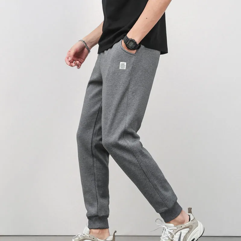 Men Spring Autumn Fashion Casual Cotton Solid Color Plus Size Joggers Pants