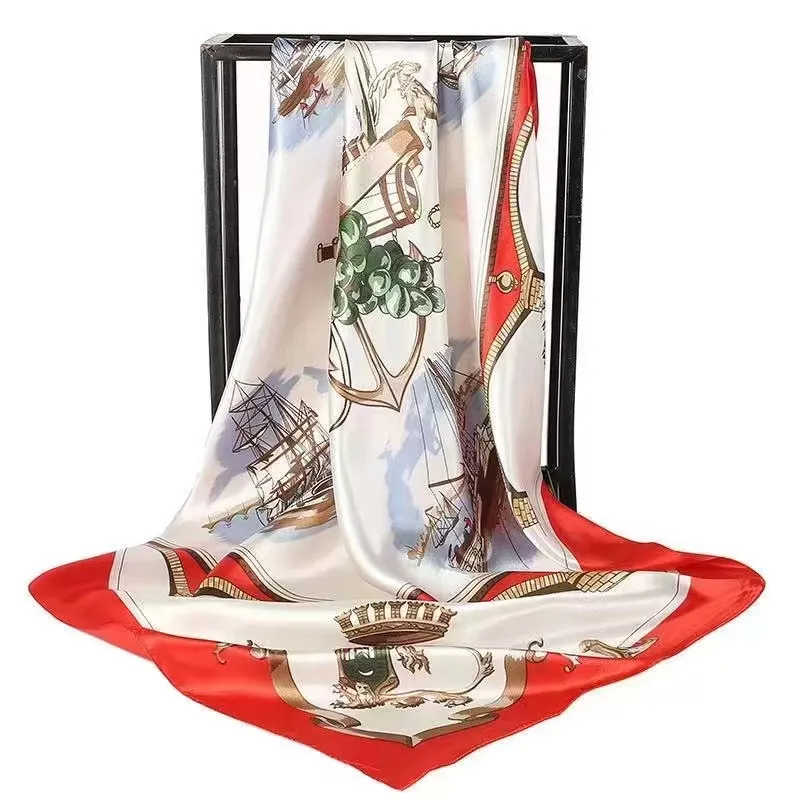 (Buy 1 Get 2) Women'S Fashion Fashion Chain Floral Print Imitation Silk Satin Silk Scarf