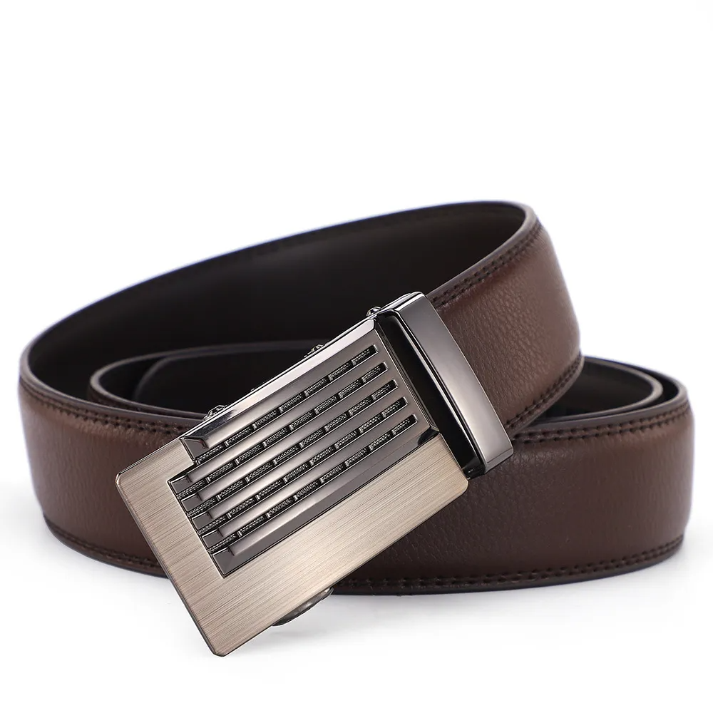 Men Fashion Casual Two-Layer Cowhide Automatic Buckle Belt