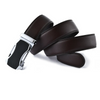 Men Fashion Casual Business Solid Color Leather Cowhide Metal Buckle Belt