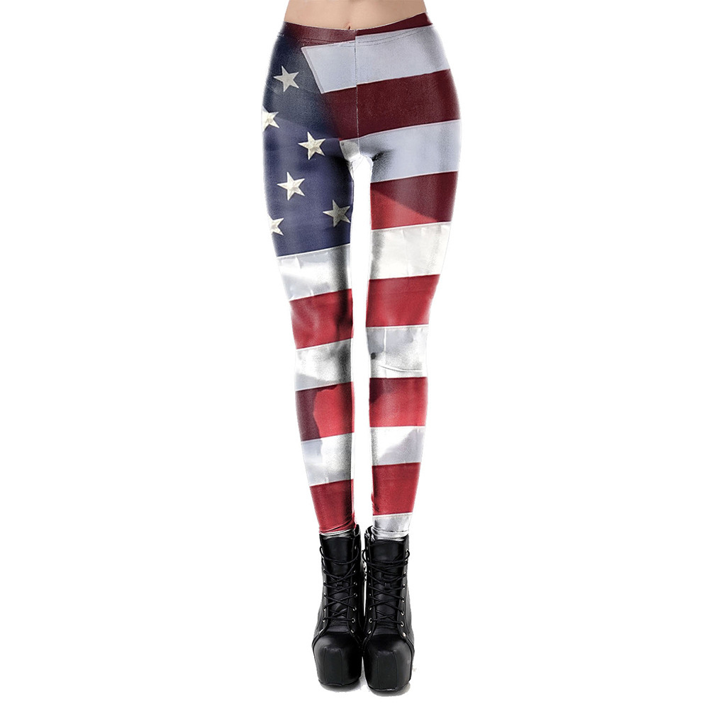 Independence Day National Flag Printed Women Leggings Fitness Pants