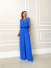 Elegant Women Backless Loose Elastic Waist Solid Color Office Jumpsuits