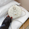 Women Rhombus Stitching Small Round Shape Belted PU Quilted Crossbody Bag