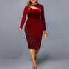 Women Elegant Sequins Patchwork Plus Size Bodycon Dress