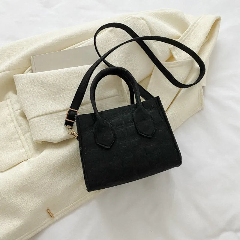 Buy 1 Get 1 Women Fashion Plaid Solid Color Mini Handle Crossbody Bag