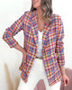 Autumn Winter Women Fashion Casual Plaid Long Sleeve Pocket Printed Double-Breasted Suit Jacket Blazers