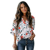 Women Fashion Floral Printing Loose Half Sleeve Pullover Blouses