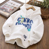 Boys Casual Spaceman Letter Pattern Fleece-Lined Thickening Hoodie