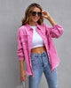 Women Fashion Casual Lapel Ripped Denim Coat Jeans