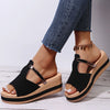 Women Casual Fashion Hollow Design Peep-Toe Slip On Wedge Platform Slippers