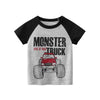 Boys Basic Cartoon Car Letter Round Neck Short-Sleeved T-Shirt