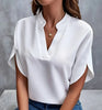 Buy 1 Get 1 Women Summer V-Neck Shirt Solid Color Casual Short-Sleeved Pullover Office Blouse