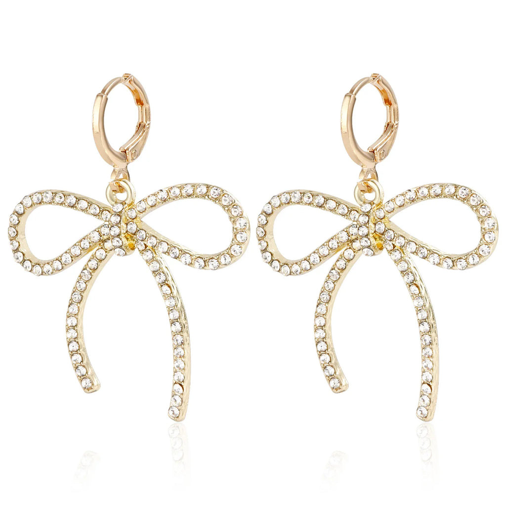 2 Pcs Fashion Rhinestone Bow Earrings