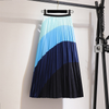 Summer Casual Women Ripple Color Matching Printing Pleated Skirt