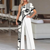 Women Wide Leg Pants Fashion Print Pattern Jumpsuit