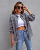 Women Fashion Casual Lapel Ripped Denim Coat Jeans