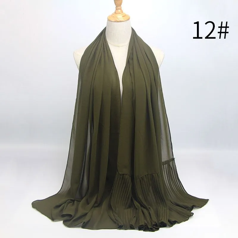 (Buy 1 Get 1) Ethnic Style Women Pleated Chiffon Hijab Scarf