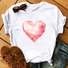 Women'S Fashion Love Flower Hot Air Balloon Print Round Neck Short Sleeve T-Shirt