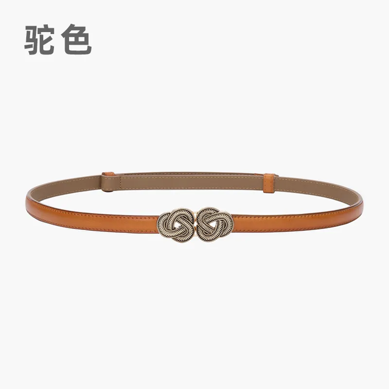 Women'S Casual Fashion Adjustable Alloy Buckle Leather Thin Belt