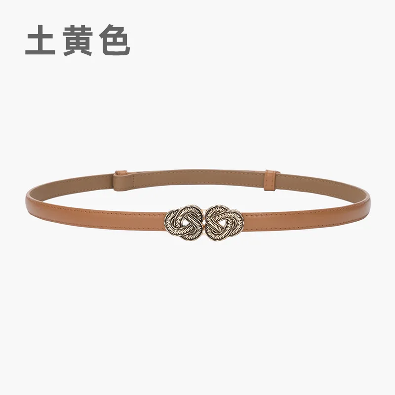 Women'S Casual Fashion Adjustable Alloy Buckle Leather Thin Belt