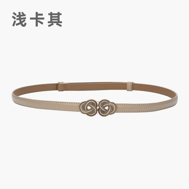 Women'S Casual Fashion Adjustable Alloy Buckle Leather Thin Belt