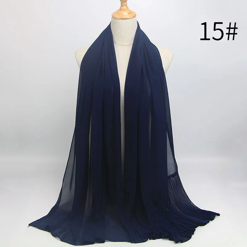 (Buy 1 Get 1) Ethnic Style Women Pleated Chiffon Hijab Scarf