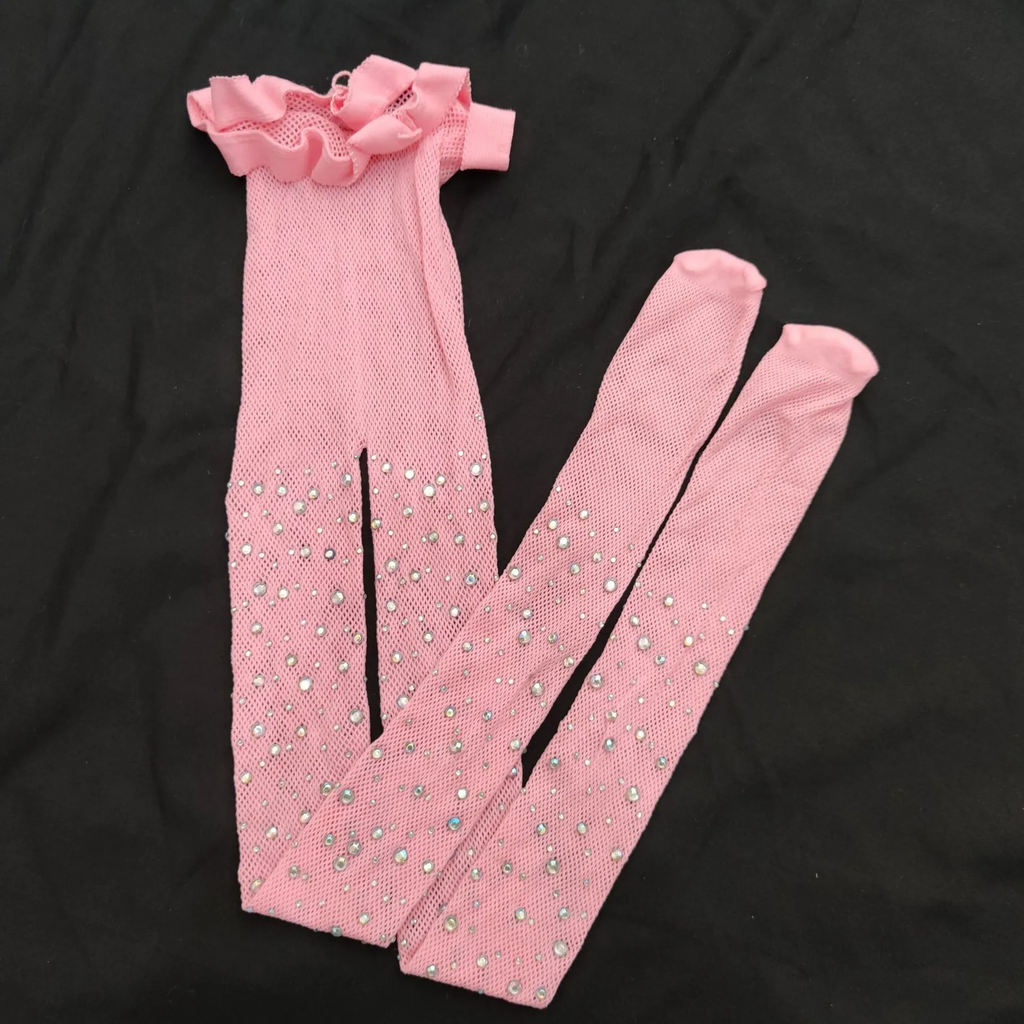 (Buy 1 Get 2Girls Personalized Rhinestone Solid Color Hollow Out Pantyhose