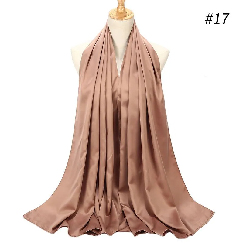 (Buy 1 Get 1) 65*175cm Women Pure Color Imitation Silk Hijab Scarf