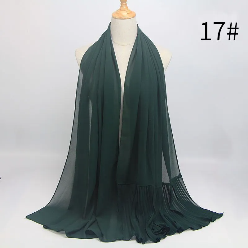 (Buy 1 Get 1) Ethnic Style Women Pleated Chiffon Hijab Scarf