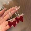 (Buy 1 Get 2) Valentine Day Women Fashion Cosmetic Red Bow Heart Pearl Earrings