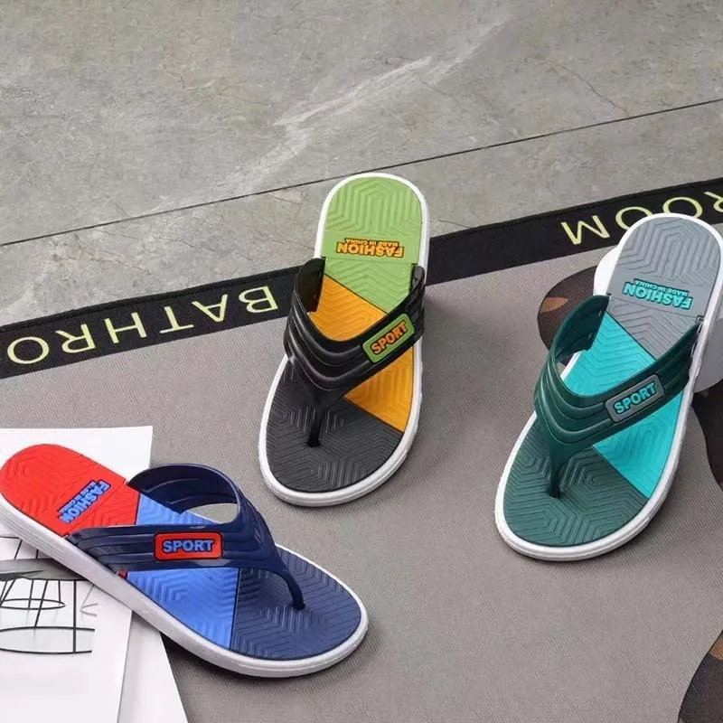 (Buy 1 Get 1) Men Fashion Casual Colorblock Letters Beach Flip-Flops Slippers