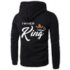 Couple Outfit Her King His Queen Letter Printed Couple Hooded Sweatshirt