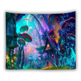 (Buy 1 Get 1) 150*200cm Creative Fantasy Mushroom Printed Tapestry