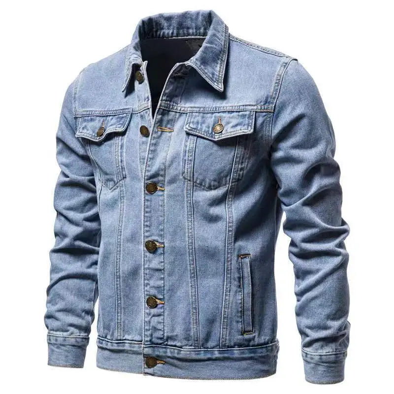 Men Fashion Simple Solid Color Denim Jacket