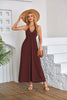 Summer Women Fashion Solid Color V-Neck Halter Neck Backless Maxi Dress