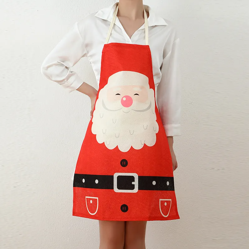 (Buy 1 Get 1) Christmas Print Santa Elk Kitchen Apron Tableware