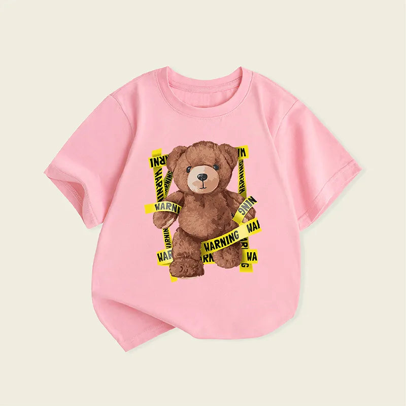 Buy 1 Get 1 Children Kids Baby Fashion Girls Boys Casual Basic Cartoon Bear Print Short Sleeve T-Shirt