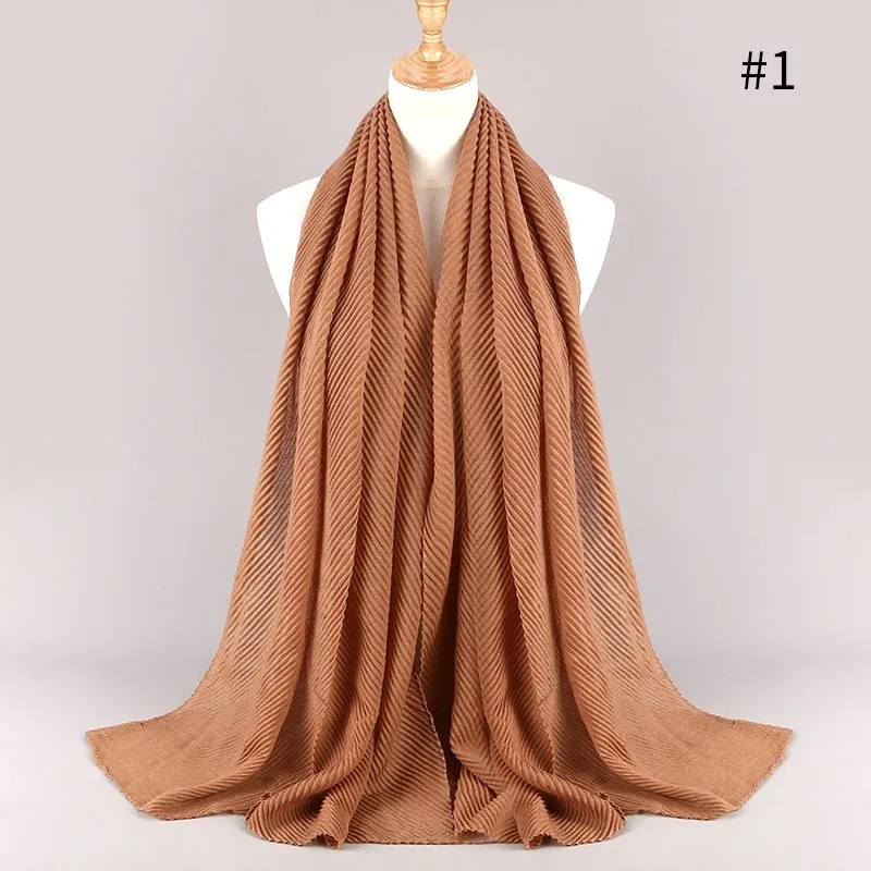 (Buy 1 Get 1) Women Fashion Twill Pleated Hijab Scarf