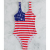 Women'S Fashion Sexy Strap Star Stripe Print V-Neck Cutout Swimsuit