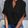 Buy 1 Get 1 Women Summer V-Neck Shirt Solid Color Casual Short-Sleeved Pullover Office Blouse