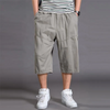 Men Casual Mid-Rise Multi-Pocket Large Size Loose Shorts