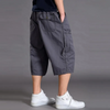 Men Casual Mid-Rise Multi-Pocket Large Size Loose Shorts