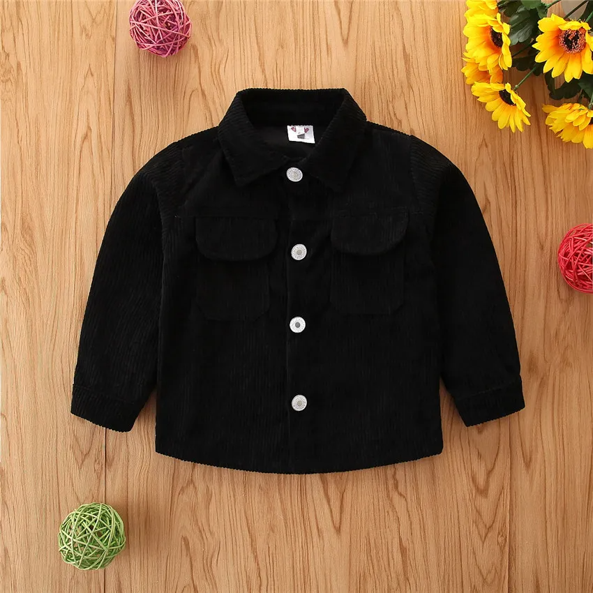 Kids Casual Letter Pattern Lapel Long Sleeve Single-Breasted Coat