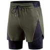 Men Casual Elastic Quick-Drying Fake Two-Piece Double-Layer Sports Shorts