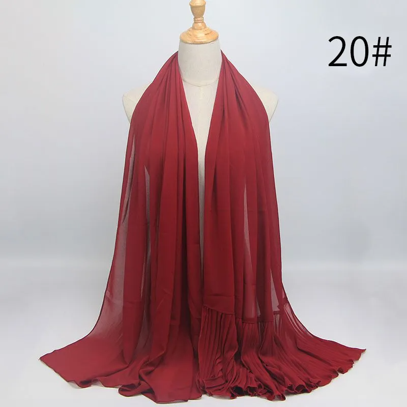 (Buy 1 Get 1) Ethnic Style Women Pleated Chiffon Hijab Scarf