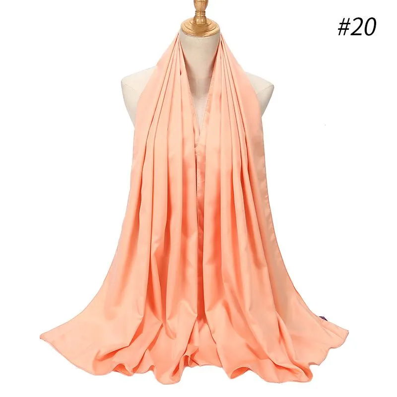 (Buy 1 Get 1) 65*175cm Women Pure Color Imitation Silk Hijab Scarf