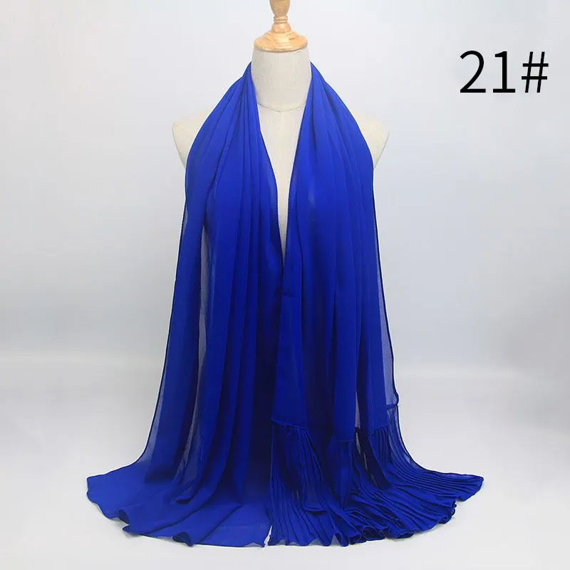 (Buy 1 Get 1) Ethnic Style Women Pleated Chiffon Hijab Scarf