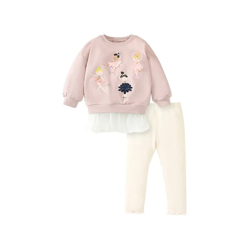 Kids Toddler Big Girls Autumn Winter Fashion Casual Simple Solid Color Letter Sweater Trousers Set