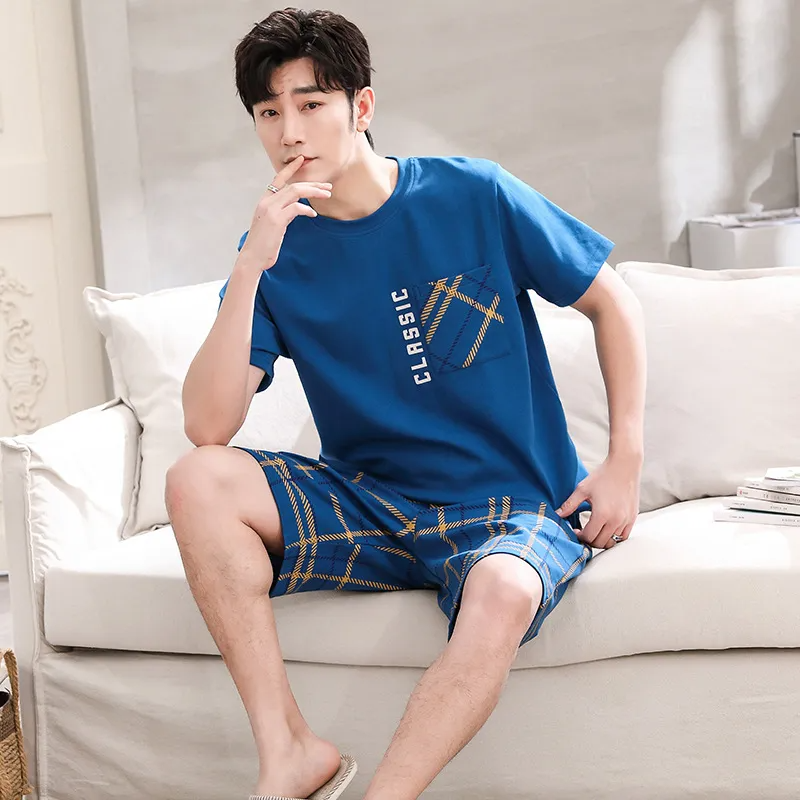 Men Casual Round Neck Short-Sleeved Printed Loose T-Shirt And Shorts Two-Piece Set